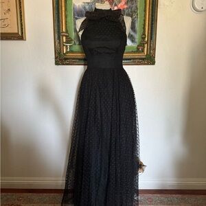 Vintage 80’s Black Halter Neck Bow Maxi Gown